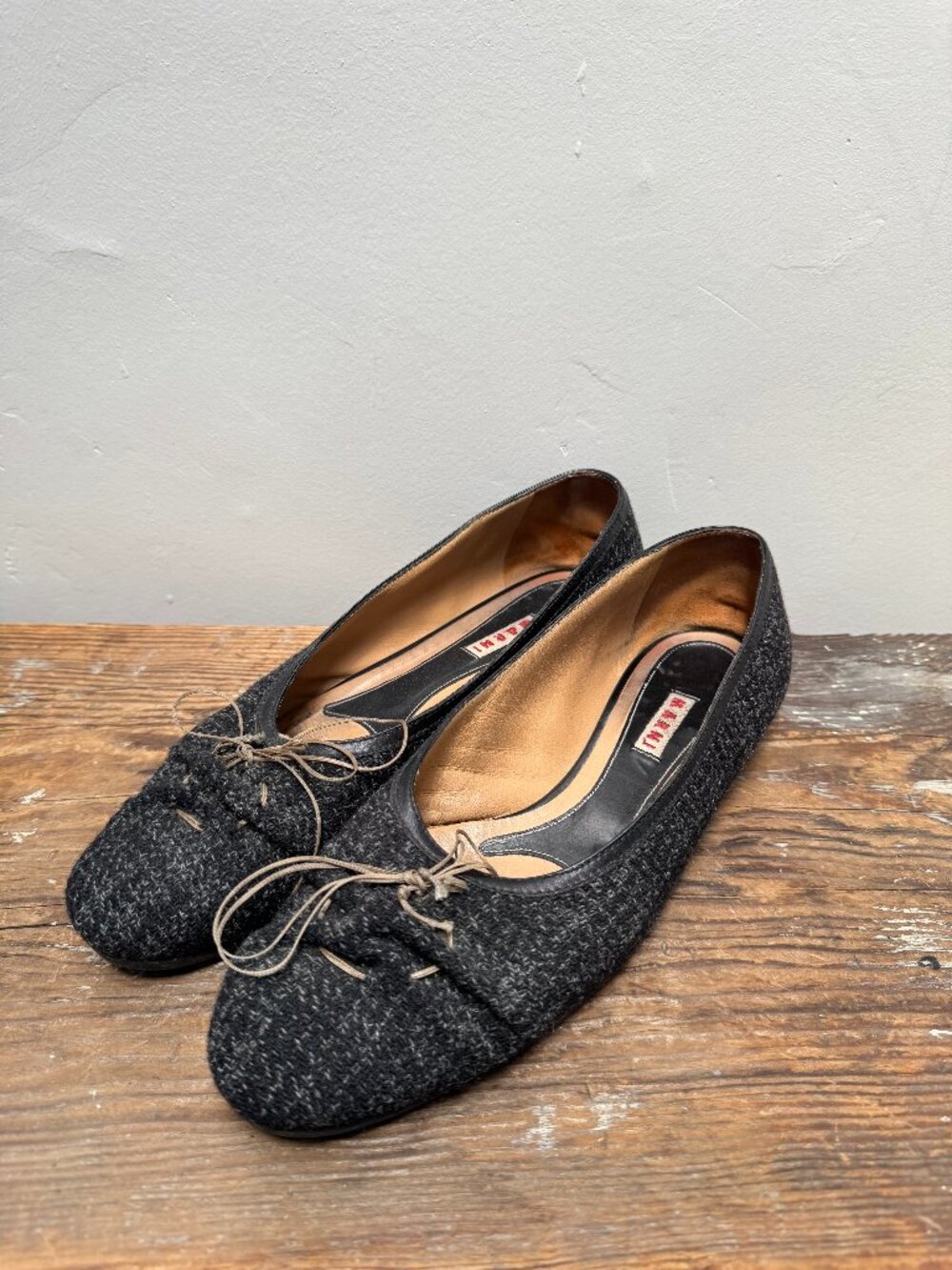 Marni Gathered Fabric Grey Ballet Flats Size 40